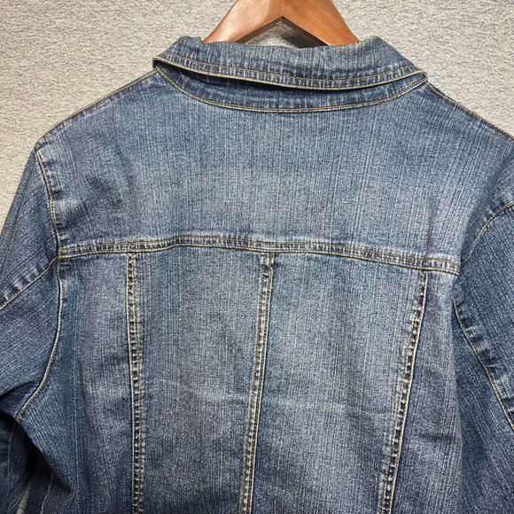 St John Bay Jean Jacket Women 1X Blue Pockets Denim Button Up Long Sleeve - Picture 13 of 15